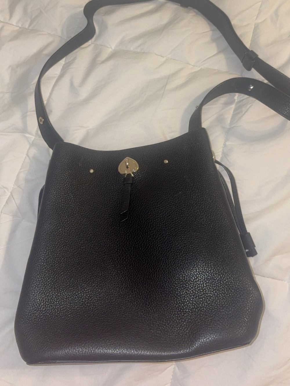 Black Pebbled Leather Shoulder Bag